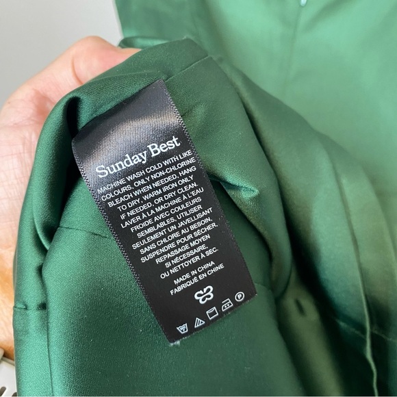 Aritzia Sunday Best Shimmer Satin Mini Dress in green size 2 - Picture 9 of 10